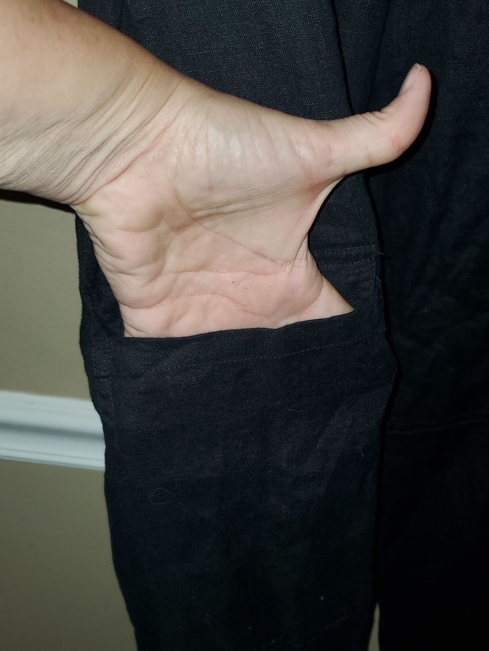 MAGASCHONI Linen Cargo Pants In Black Size L - Picture 7 of 9